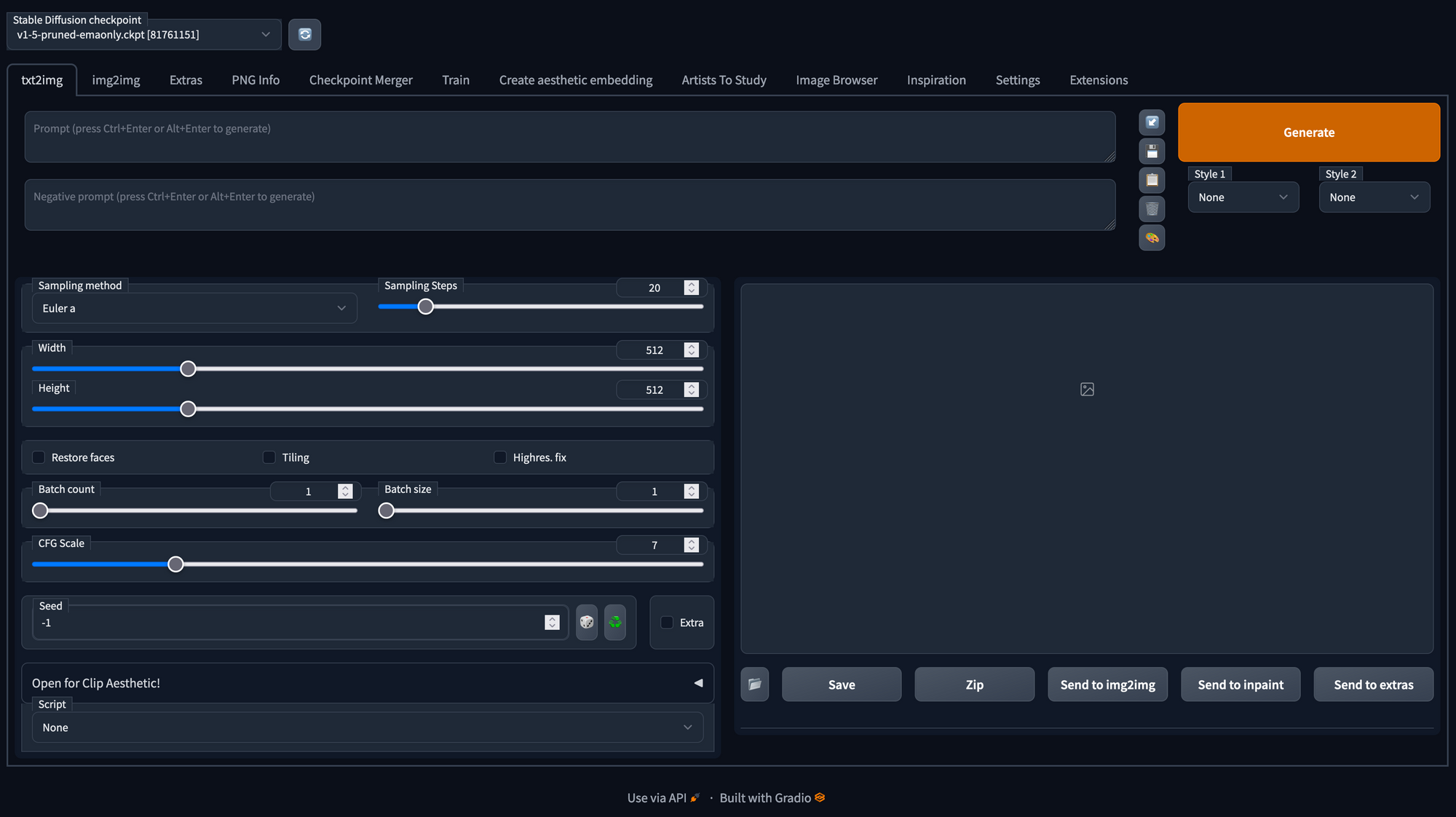 Using Stable Diffusion with webUI in AIME MLC