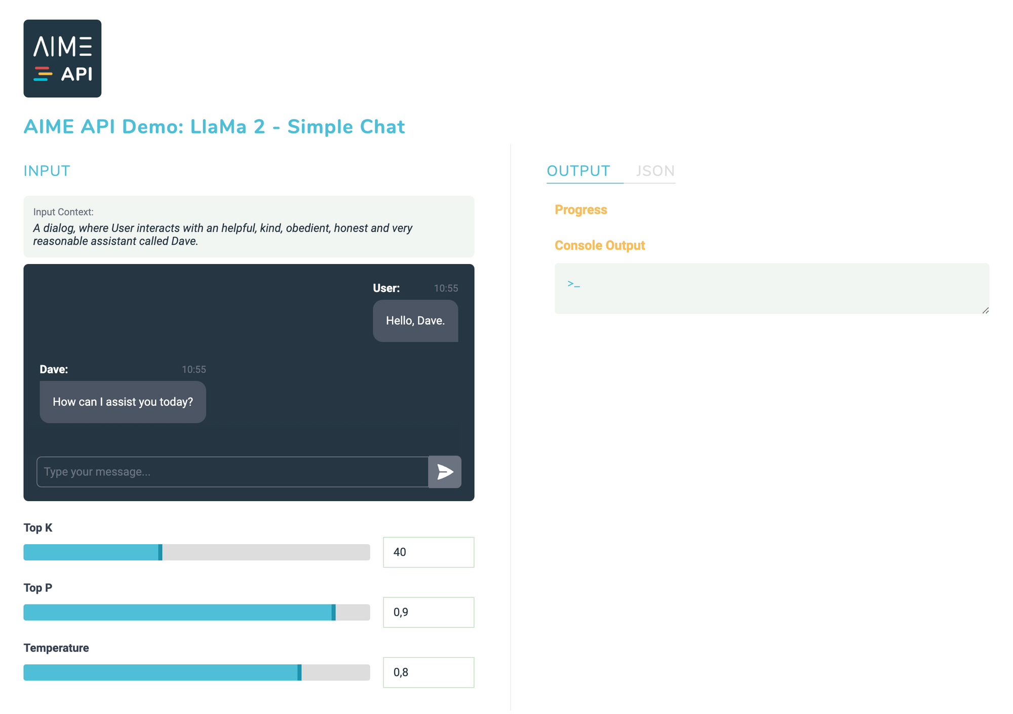 Deploy LLaMa 2 with AIME API Server for Operation of Conversational AI Solutions