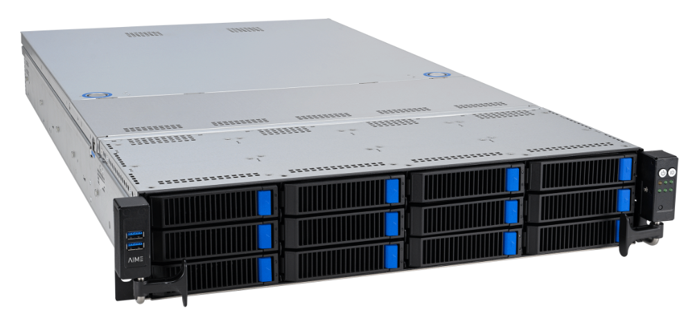 Front left AIME RS525 - GPU Rack Server